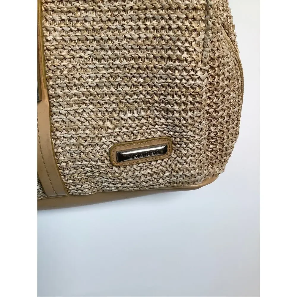 Marina Galanti Tan Woven Straw Raffia Backpack Purse Italian Travel P8-3